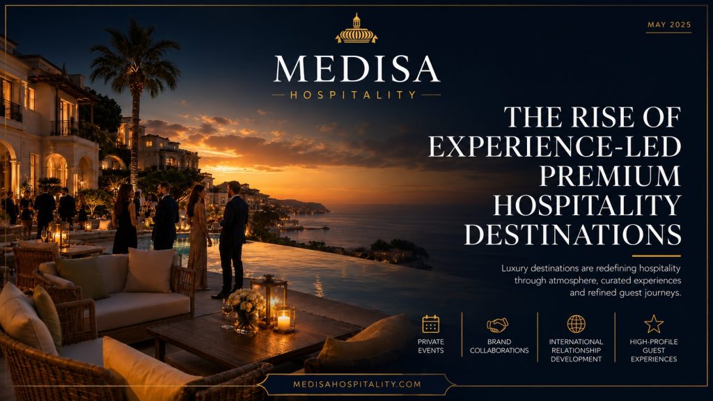Experience-led premium hospitality destination with luxury resort atmosphere, private events, brand collaborations and high-profile guest experiences by Medisa Hospitality